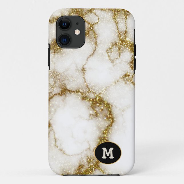 Capa Para iPhone 11 Quartzos Modernos & Cristal de Pedra Dourada Perso (Verso)