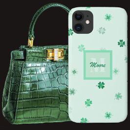 Capa Para iPhone 11 Quatro Clovers Folha espalhados em verde claro