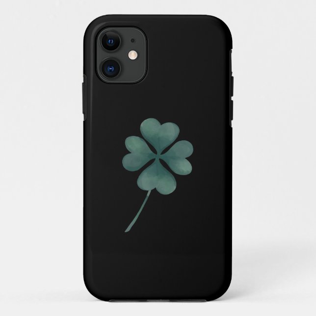 Capa Para iPhone 11 Quatro Folhas De Vinho Verde Em Água Negra (Verso)