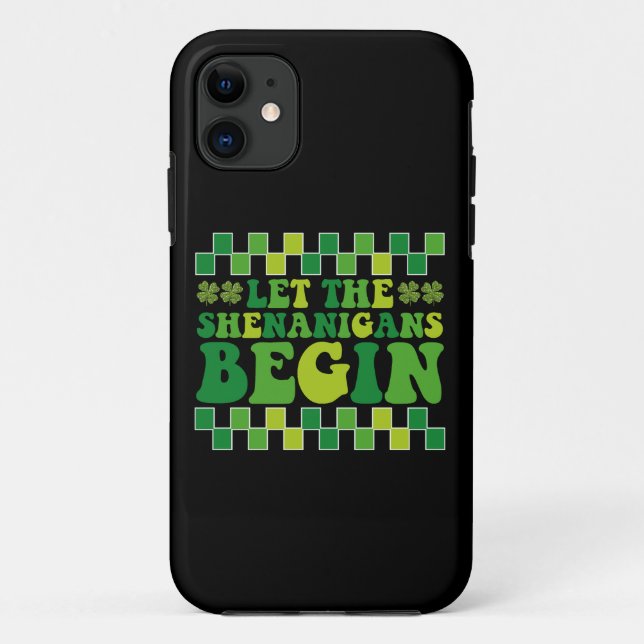 Capa Para iPhone 11 Que Comece as Travessuras Irlandês Groovy Retro (Verso)
