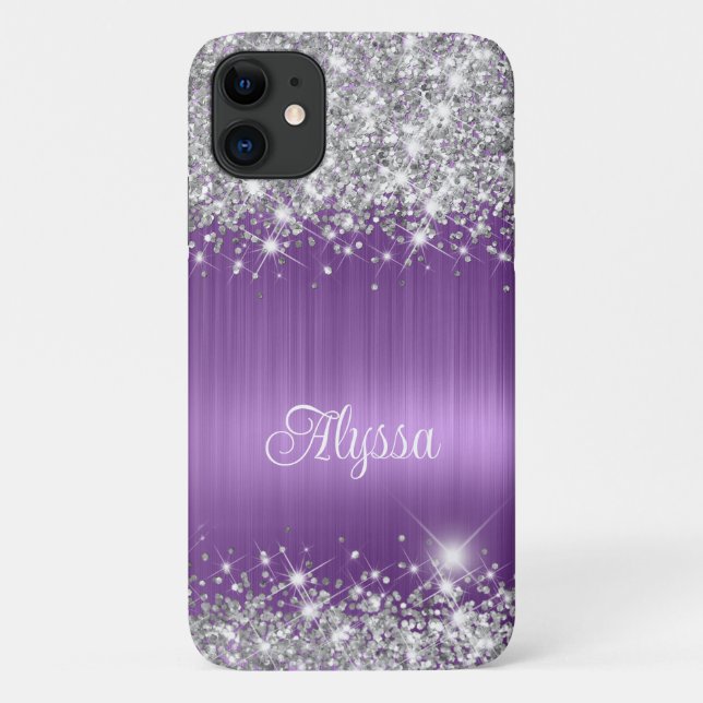 Capa Para iPhone 11 Quic Glittery Purple Ametyst Glam Name (Verso)