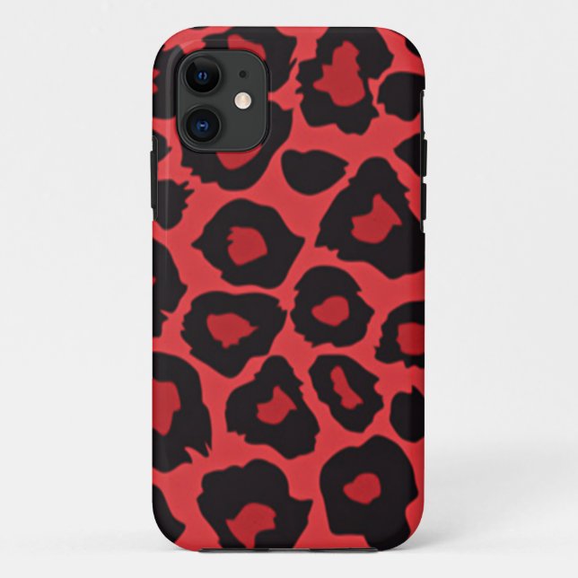 Capa Para iPhone 11 RAB Rockabilly Leopard Print Red Black (Verso)