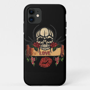 Capa Para iPhone 11 RAB Rosas de crânio Rockabilly Love Lipstick