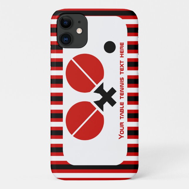Capa Para iPhone 11 Rackers de tênis de mesa e bandas vermelhas de esf (Verso)