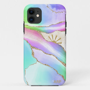 Capa Para iPhone 11 *~* Rainbow Agate Sun Dourado Star Dust Pastel