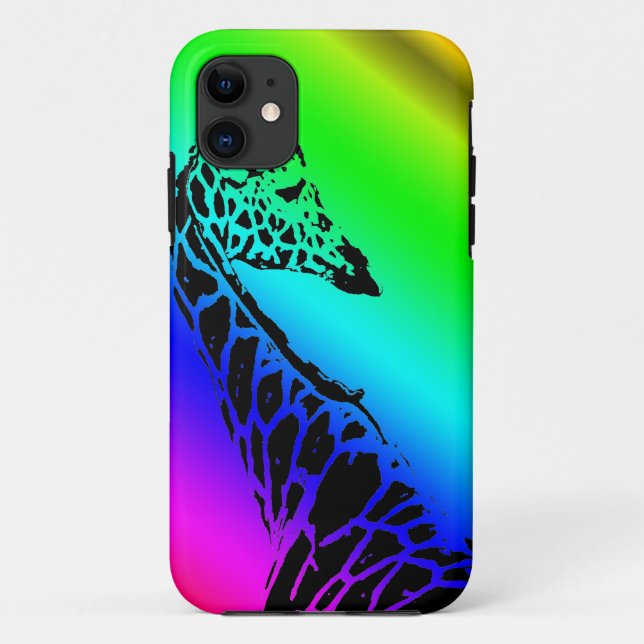 Capa Para iPhone 11 Rainbow Giraffe (Verso)