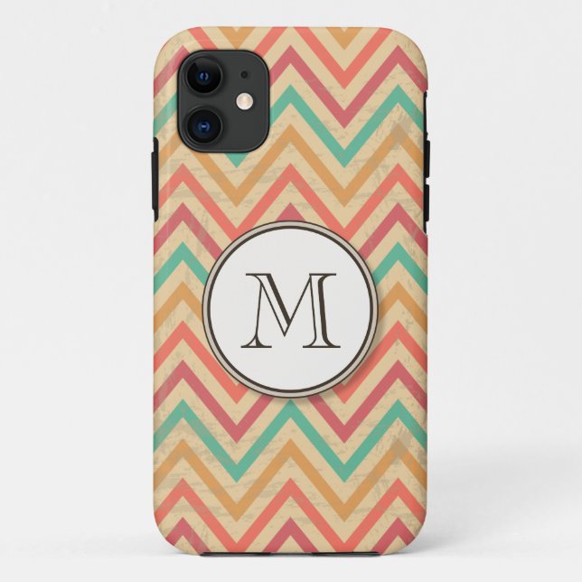 Capa Para iPhone 11 Rainbow Grunge Zigzag Chevrons (Verso)