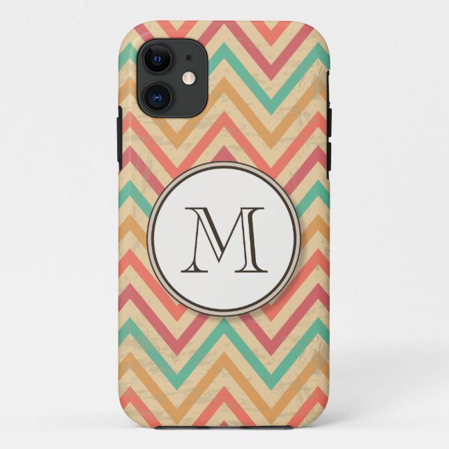 Capa Para iPhone 11 Rainbow Grunge Zigzag Chevrons (Verso)