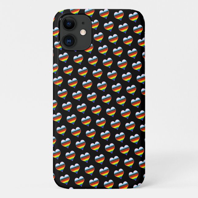 Capa Para iPhone 11 Rainbow Heart Pattern (Verso)