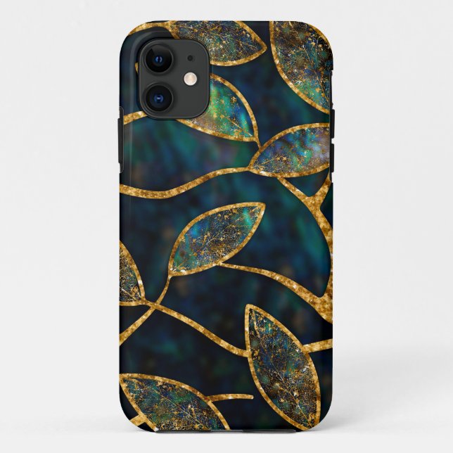 Capa Para iPhone 11 Ramificação da árvore ouro - Shell Abalone (Verso)
