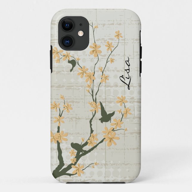 Capa Para iPhone 11 Ramo bonito com caso do iphone 5 dos pássaros (Verso)
