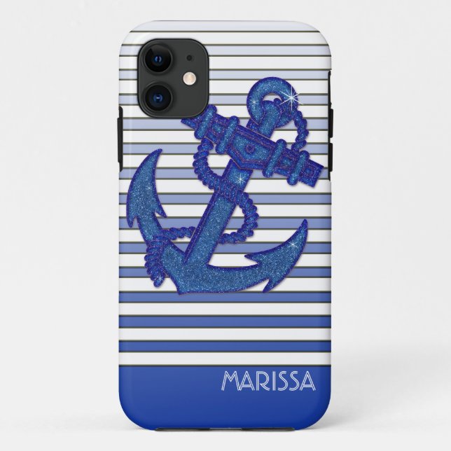 Capa Para iPhone 11 Rapariga Anchor Náutica À Vela, Bandeiras (Verso)