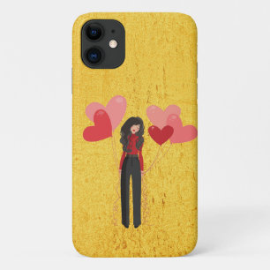 Capa Para iPhone 11 Rapariga com balões brancos