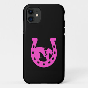 Capa Para iPhone 11 Rapariga com Cavalo e Ferradura Rosa Quente do Cha