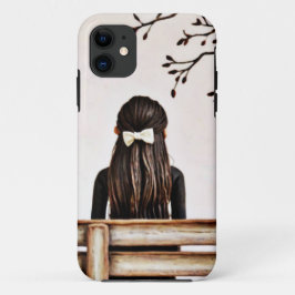 Capa Para iPhone 11 Rapariga Triste Sentada Sozinha Esboço Do Lápis