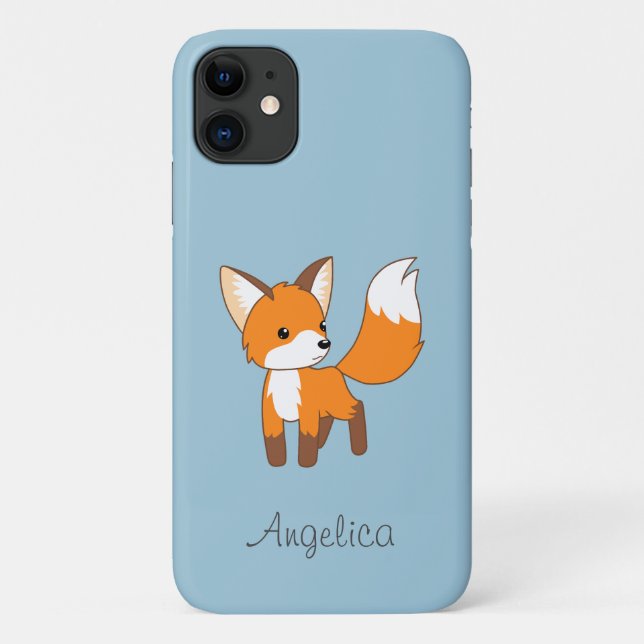 Capa Para iPhone 11 Raposa Gelada de Azul (Verso)