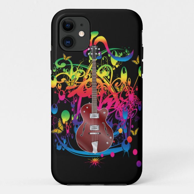 Capa Para iPhone 11 Rascunho de Cor do Violão de Bass (Verso)
