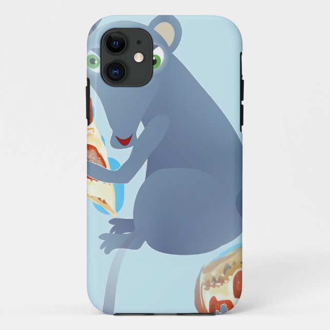 Capa Para iPhone 11 rato de pizza (Verso)