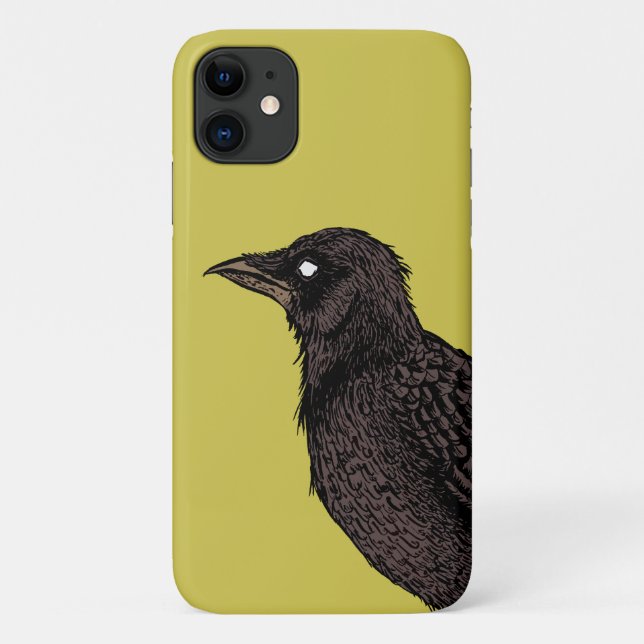 Capa Para iPhone 11 Raven Creepy Crow Bright Tinta Gótica (Verso)