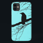 Capa Para iPhone 11 Raven Phone<br><div class="desc">Uma silhueta do pássaro e ramificações tipo web ou crack. Pode ser corvo, corvo ou torre. Você pode alterar a cor do fundo se pressionar o botão "personalizar".</div>
