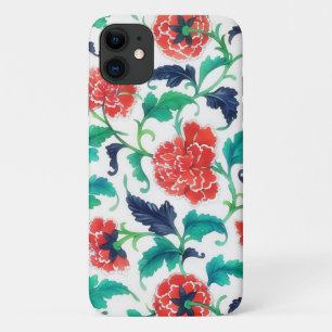Capa Para iPhone 11 Red Carnação Estilo de Vintage Arte Flor