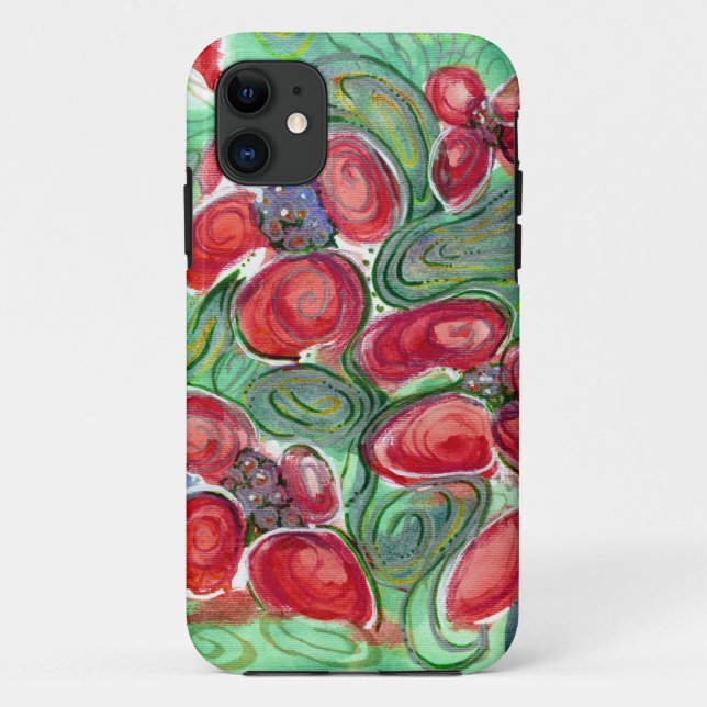 Capa Para iPhone 11 Red Flowers Fantasy (Verso)