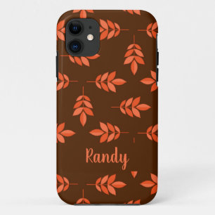 Capa Para iPhone 11 Red Folha nome personalizado castanho