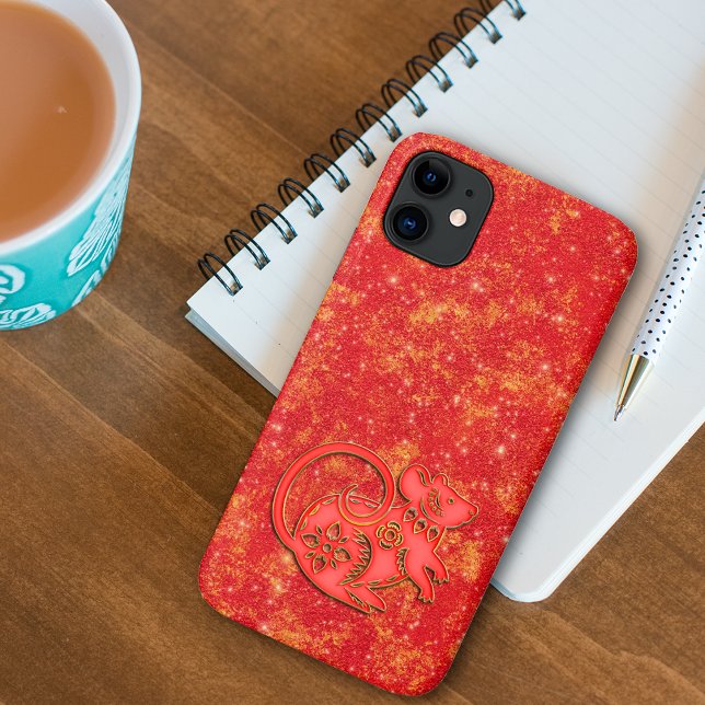 Capa Para iPhone 11 Red Gold Lunar Chinese New Year Zodiac Rat (Criador carregado)
