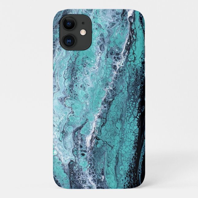 Capa Para iPhone 11 Redemoinho Preto Verde (Verso)