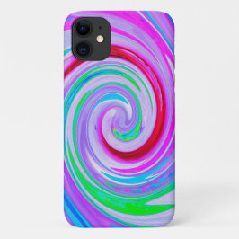 Capa Para iPhone 11 Redemoinho Vermelho Abstrato Groovy em Roxo e Rosa