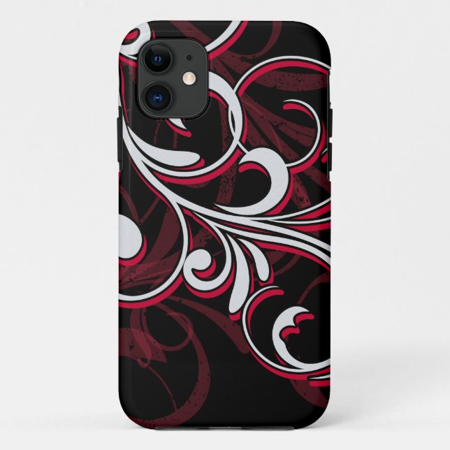 Capa Para iPhone 11 Redemoinhos Vermelhos e Brancos (Verso)