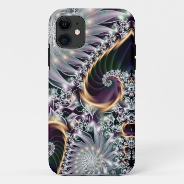 Capa Para iPhone 11 Reflexo do Fractal Espiral Silver (Verso)