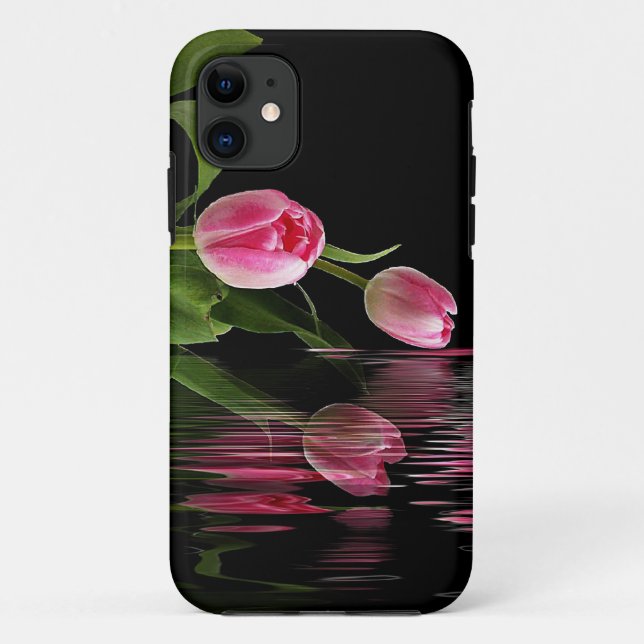 Capa Para iPhone 11 Reflexo do Tulipa Rosa (Verso)