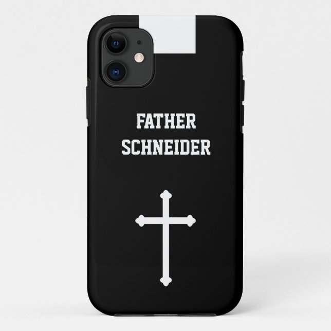 Capa Para iPhone 11 Religião do Colarinho Negro do Padre Católico (Verso)