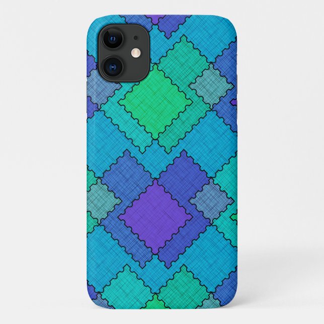 Capa Para iPhone 11 Remendos texturizados pinceladas multicoloridas (Verso)
