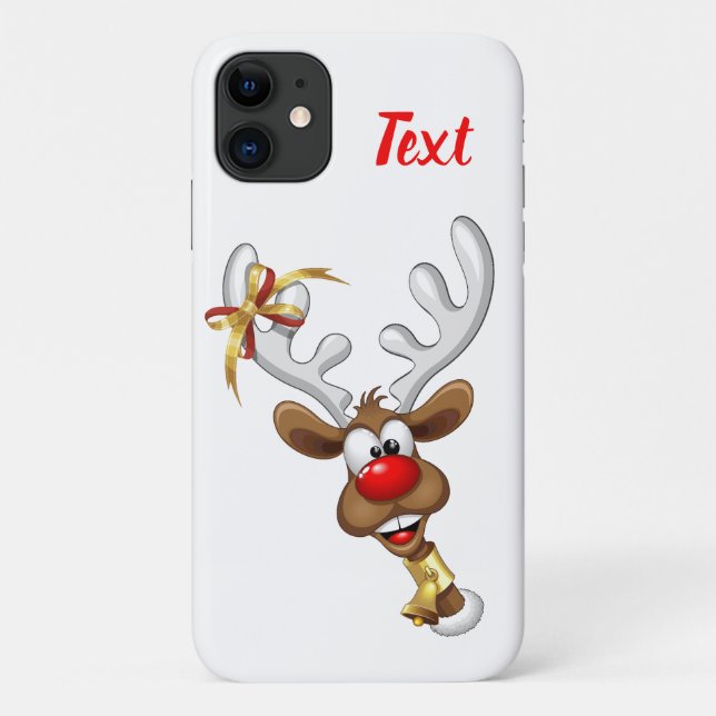 Capa Para iPhone 11 Rena de Natal Engraçada Espiando Meme de Natal (Verso)