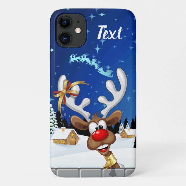 Capa Para iPhone 11 Rena Fofa Espiando Meme de Natal (Verso)