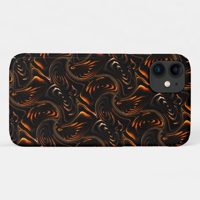 Capa Para iPhone 11 Repetição de círculos torcidos de vermelho escuro  (Verso (horizontal))