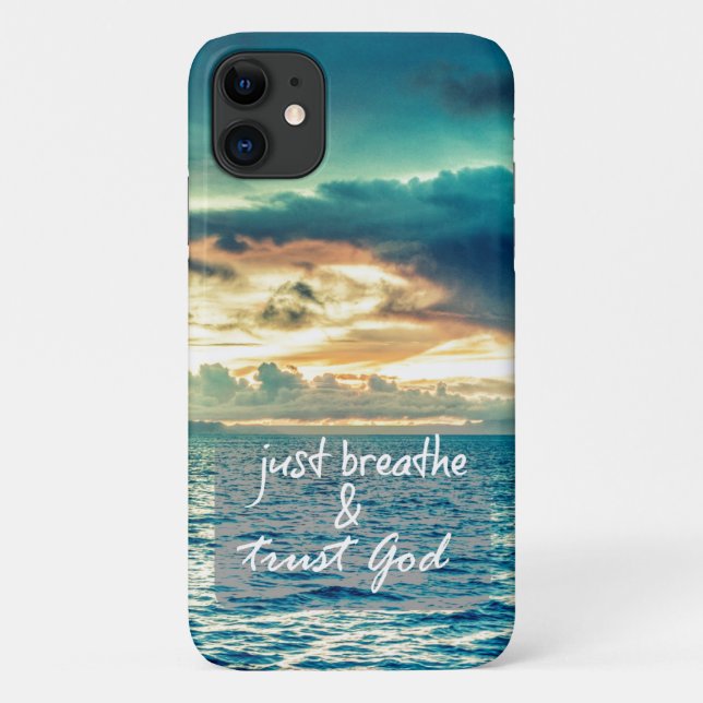 Capa Para iPhone 11 Respire e confie em Deus (Verso)