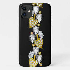 Capa Para iPhone 11 Retinestones e joia de ouro