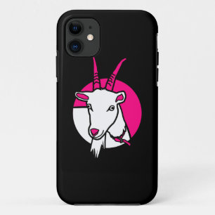 Capa Para iPhone 11 Retrato digital preto de cor-de-rosa, preto e bran