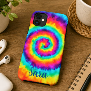 Capa Para iPhone 11 Retro Arco-íris Tie Dye