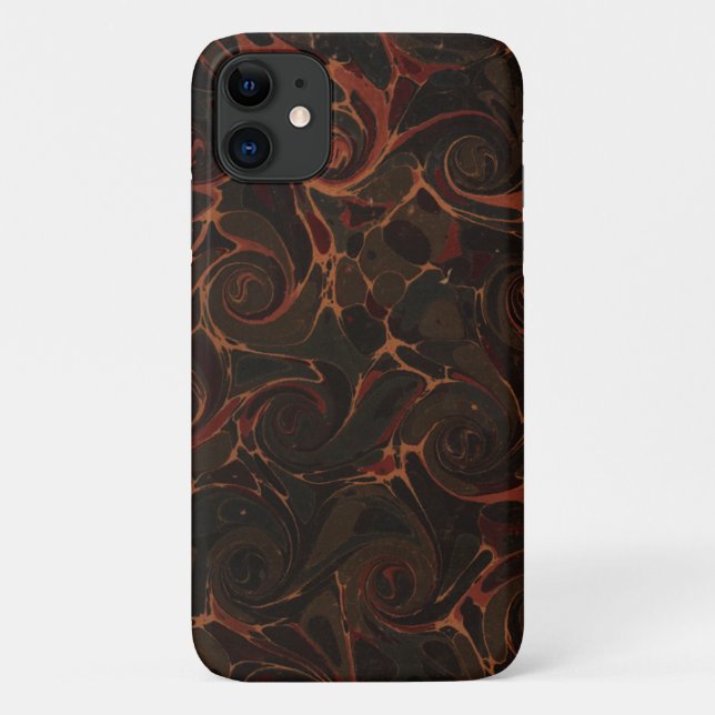 Capa Para iPhone 11 Retro Brown Swirls (Verso)