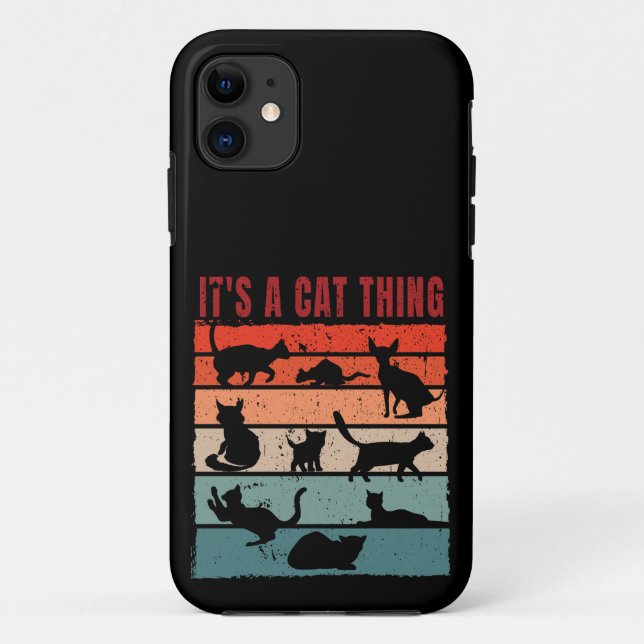Capa Para iPhone 11 Retro de Coleta de Gatos (Verso)