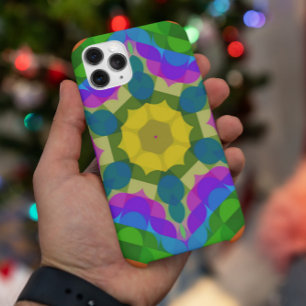 Capa Para iPhone 11 Retro Mandala Flor Amarelo Azul e Púrpura