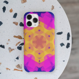 Capa Para iPhone 11 Retro Mandala Flor Amarelo Cor-de-rosa e Azul