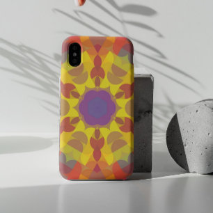 Capa Para iPhone 11 Retro Mandala Flor Amarelo Laranja e Púrpura
