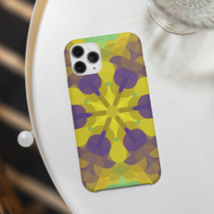 Capa Para iPhone 11 Retro Mandala Flor Amarelo Roxo e Verde