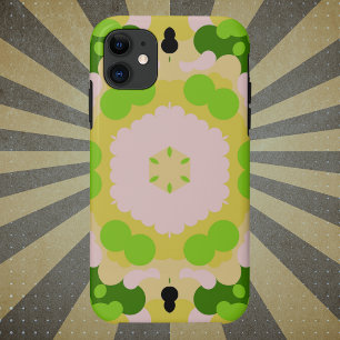Capa Para iPhone 11 Retro Mandala Flor Amarelo Verde e Branco
