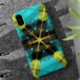 Capa Para iPhone 11 Retro Mandala Flor Azul Amarelo e Preto